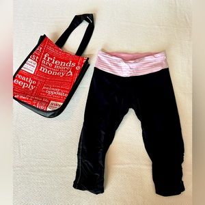 Lululemon size 6 leggings - black with pink band
